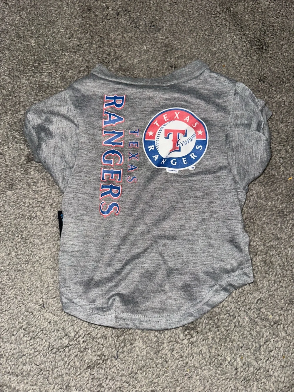 Texas Rangers Gray Pet Tee - Team Logo Dog Shirt